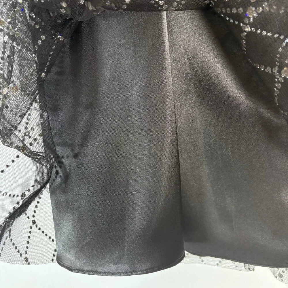 Adrianna Papell‎ Diamond Glitter Evening Skirt, Black SZ 10 Festival, Glam, Chic
